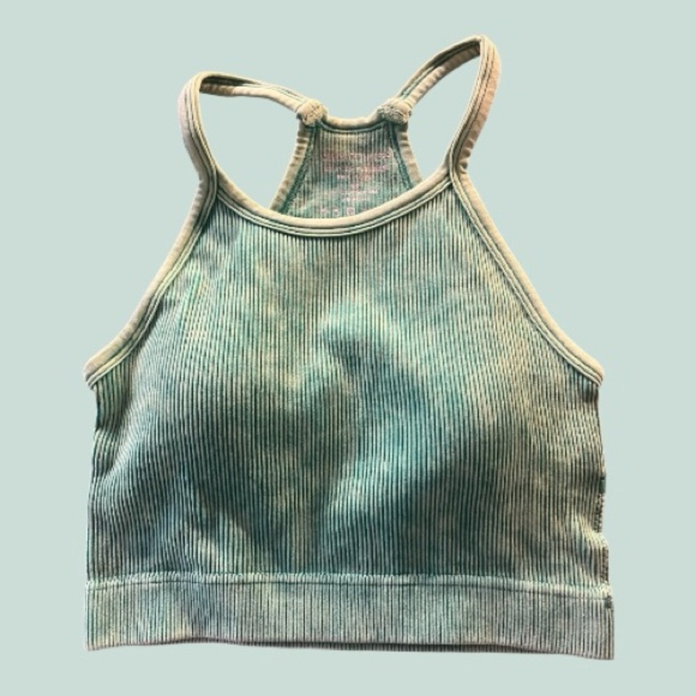 Zenana Kelly Green Mineral Wash Ribbed Brami